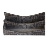 Protacini Castlerock Gray Italian Crocodile Leather Letter Holder